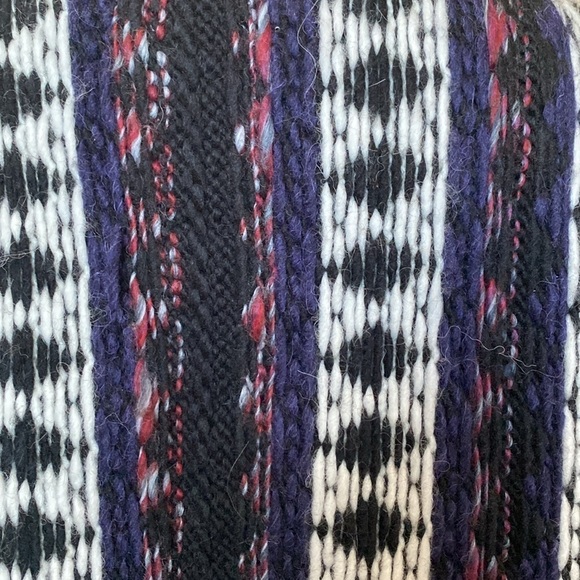 Loft Alpaca blend Sweater Vest Poncho Womens S purple black Folklore Nordic warm - Picture 6 of 9